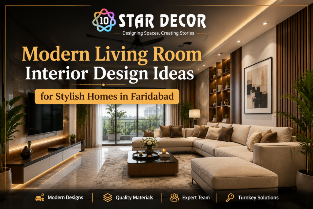 Modern living room interior design in Faridabad