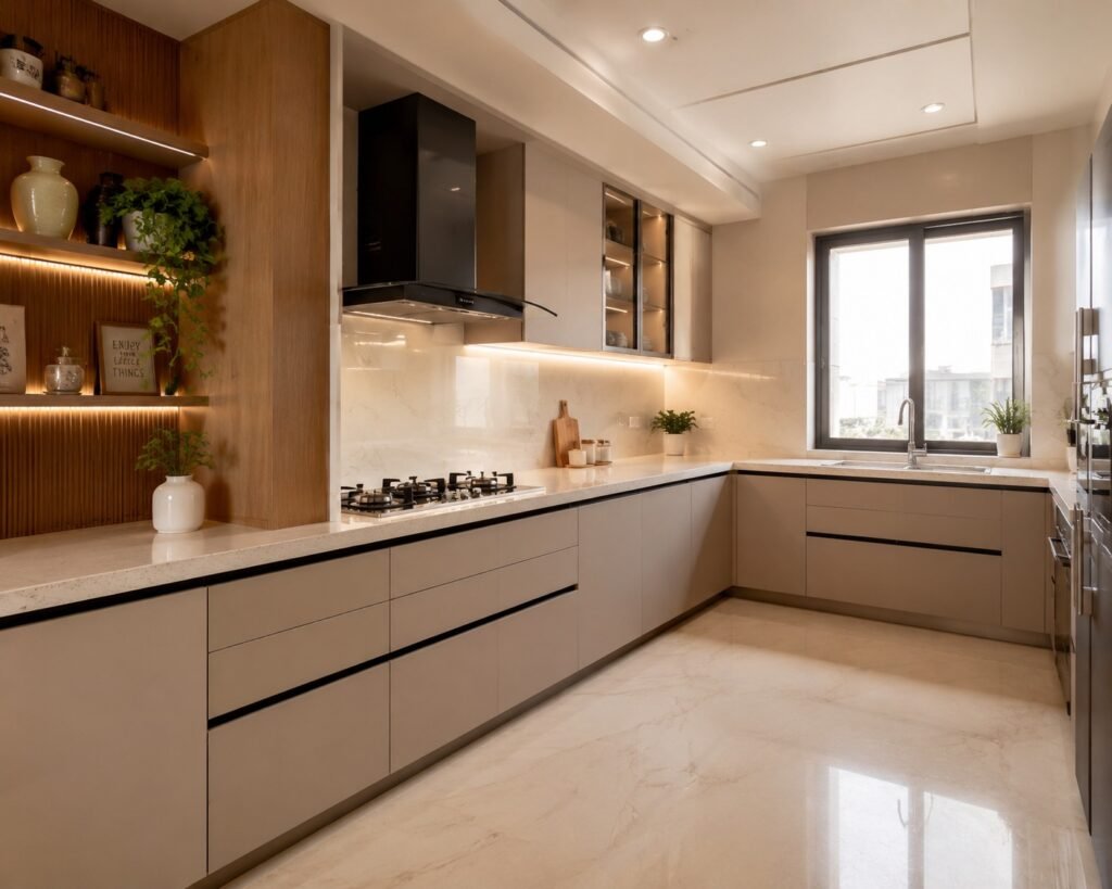 L shaped modular kitchen design