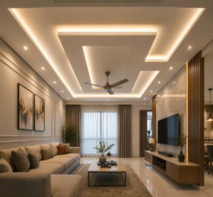 Modern gypsum false ceiling design for living room