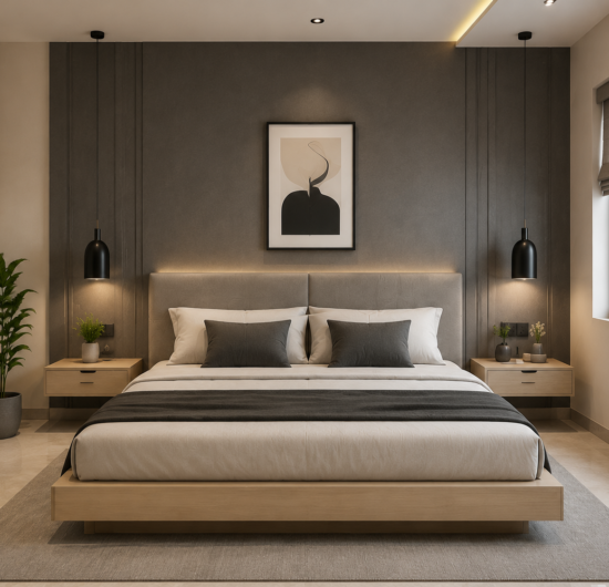 Modern minimalist bedroom design Faridabad